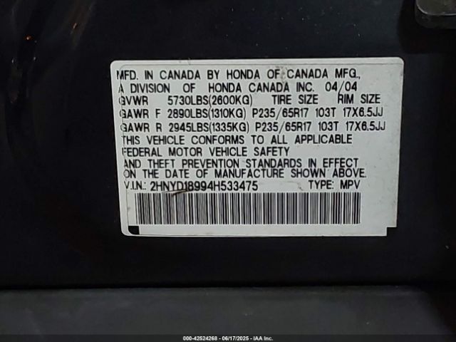2004 ACURA MDX 2HNYD18994H533475 Photo 8