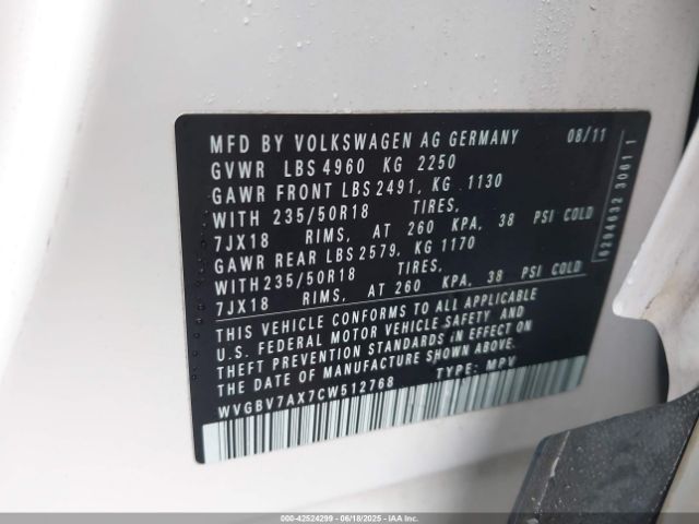 2012 VOLKSWAGEN TIGUAN WVGBV7AX7CW512768 Photo 8