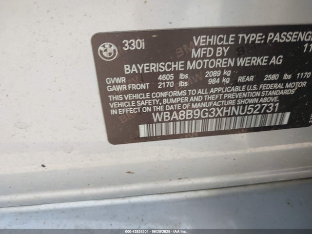 WBA8B9G3XHNU52731 BMW 330I