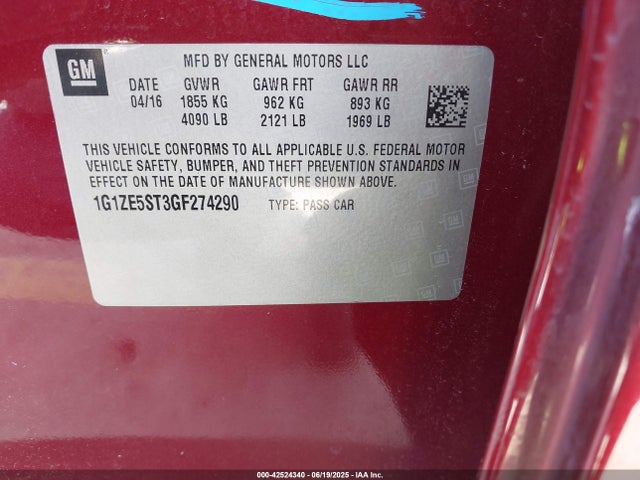 1G1ZE5ST3GF274290 Chevrolet lfv - di: direct injection, vvt, gen1 gmna