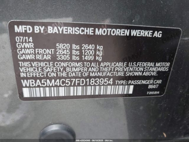 WBA5M4C57FD183954 BMW 535i