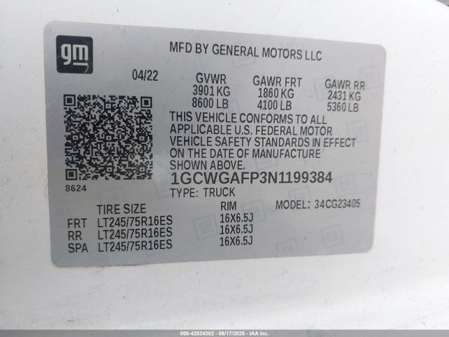 1GCWGAFP3N1199384 Chevrolet lv1