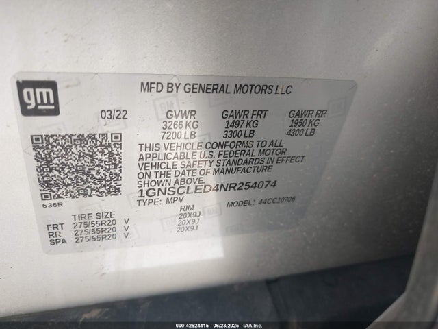 1GNSCLED4NR254074 Chevrolet l84 - di, dfm, alum, gen 5, var 2