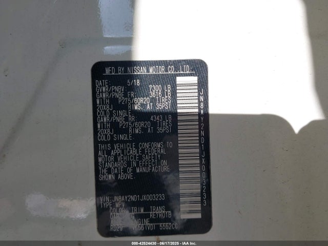 Nissan Armada 2018 JN8AY2ND1JX003233 Image 9