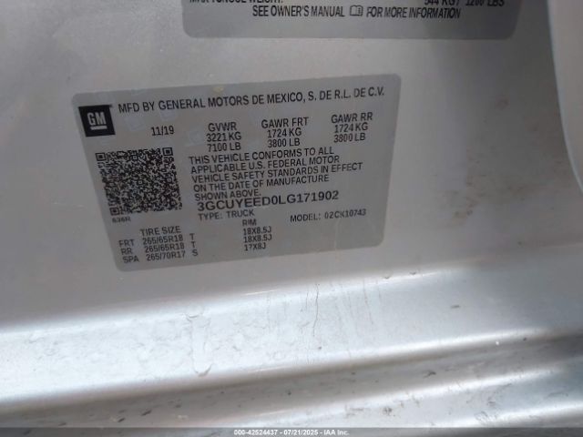 2020 CHEVROLET SILVERADO 1500 3GCUYEED0LG171902 Photo 8