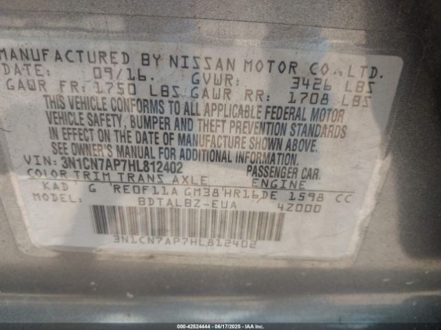 2017 NISSAN VERSA 3N1CN7AP7HL812402 Photo 8