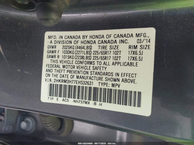 2HKRM3H77EH532631 Honda k24z7