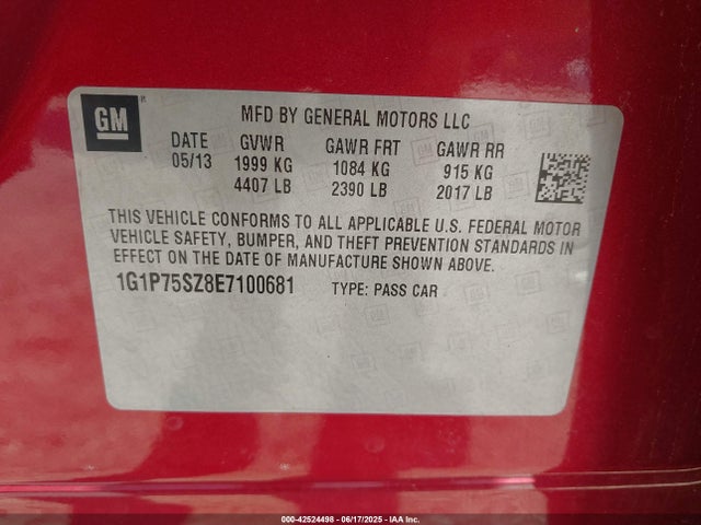 1G1P75SZ8E7100681 Chevrolet luz