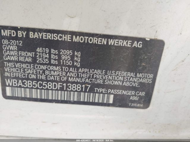 2013 BMW 328I WBA3B5C58DF138817 Photo 8