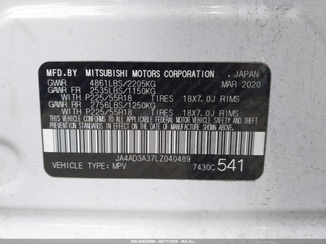 2020 MITSUBISHI OUTLANDER JA4AD3A37LZ040489 Photo 8