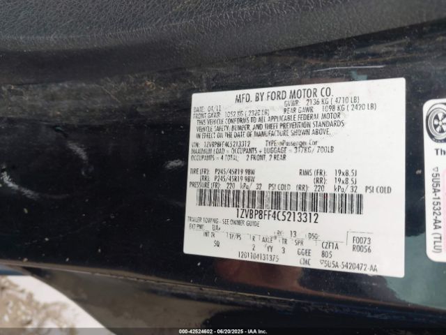 2012 FORD MUSTANG 1ZVBP8FF4C5213312 Photo 8