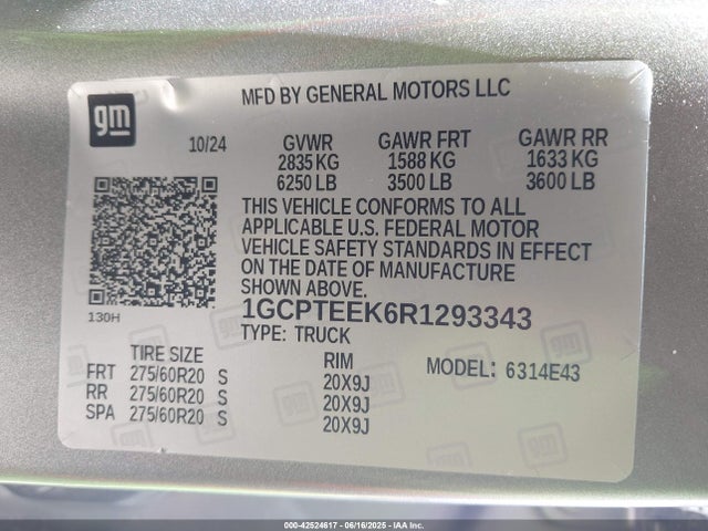 1GCPTEEK6R1293343 Chevrolet l3b