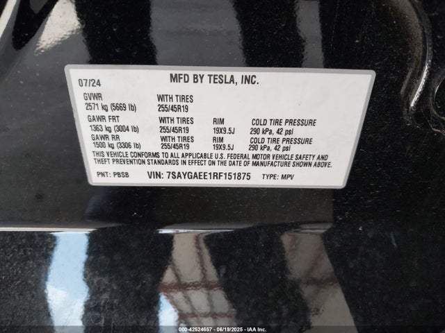 2024 TESLA MODEL Y 7SAYGAEE1RF151875 Photo 8