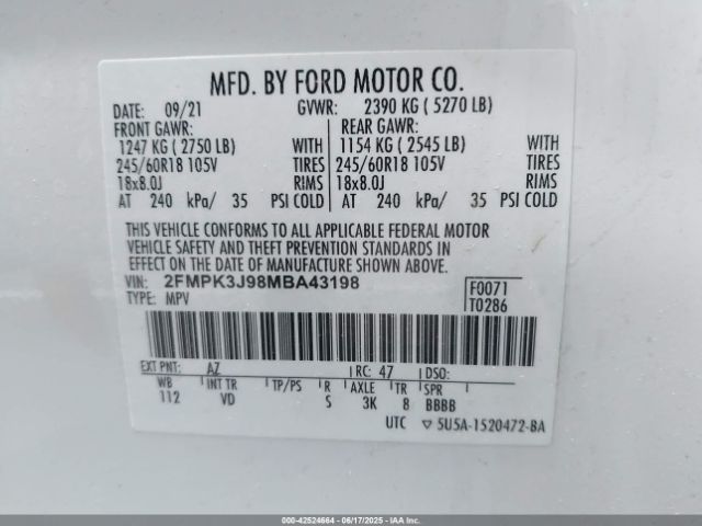 2021 FORD EDGE 2FMPK3J98MBA43198 Photo 8