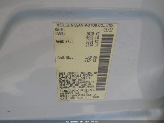 1N4BZ0CP1HC309791 Nissan LEAF S