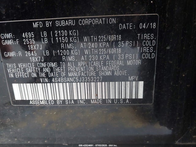 4S4BSANC5J3353227 Subaru u5