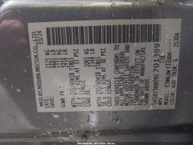 Nissan 2024 2024 5N1BT3BB0RC701399 Image 9