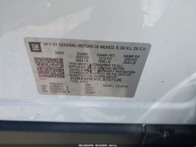 2020 CHEVROLET EQUINOX 3GNAXHEV2LS737126 Photo 8