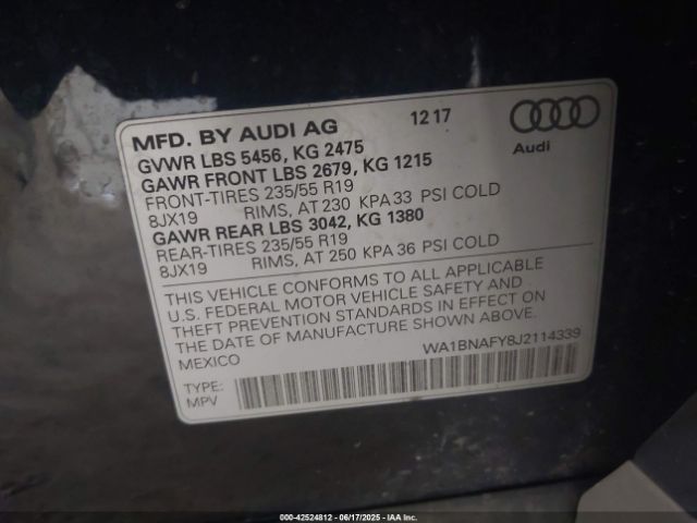 2018 AUDI Q5 WA1BNAFY8J2114339 Photo 8