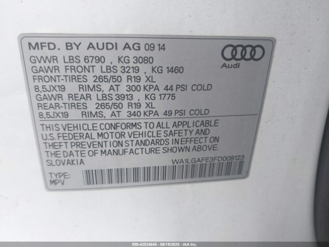 2015 AUDI Q7 WA1LGAFE3FD008123 Photo 8