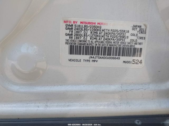 2012 MITSUBISHI OUTLANDER JA4JT5AX0CU006649 Photo 8