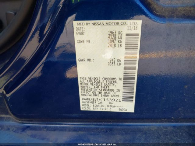 2019 NISSAN ALTIMA 1N4BL4BV7KC153921 Photo 8