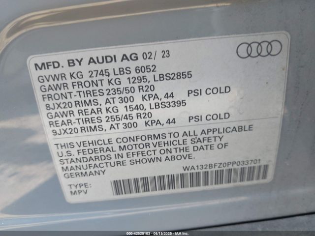 2023 AUDI Q4 SPORTBACK E-TRON WA132BFZ0PP033701 Photo 8