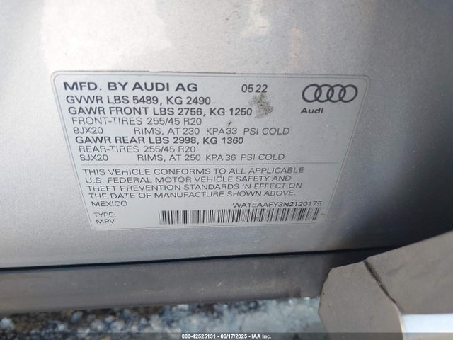 2022 AUDI Q5 WA1EAAFY3N2120175 Photo 8