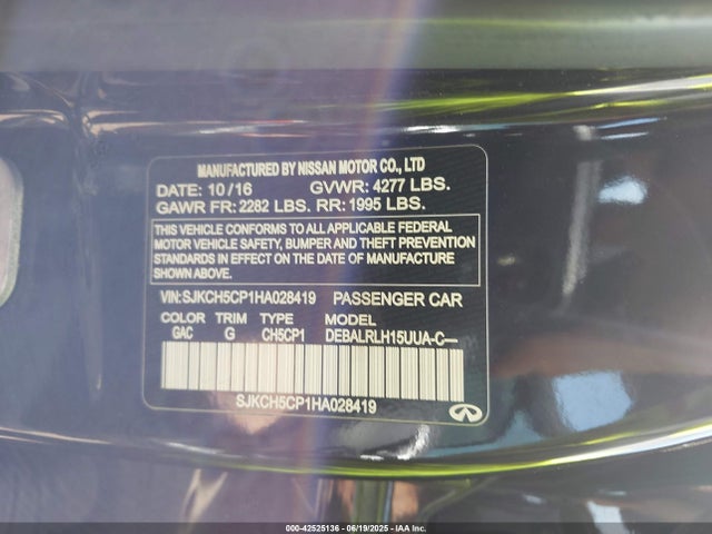 SJKCH5CP1HA028419 Infiniti m27020