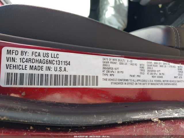 1C4RDHAG6NC131154 Dodge 2022