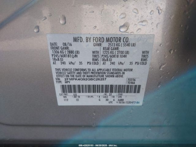 2016 FORD EDGE 2FMPK4G92GBC26257 Photo 8
