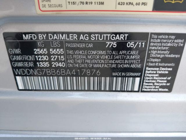 2011 MERCEDES-BENZ S 550 WDDNG7BB6BA417876 Photo 8
