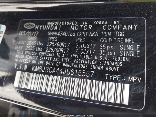 KM8J3CA44JU615557 Hyundai gdi nu