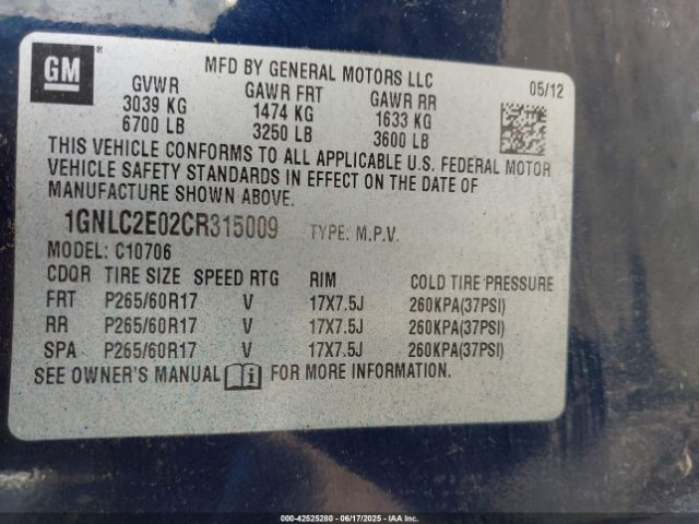 2012 CHEVROLET TAHOE 1GNLC2E02CR315009 Photo 8