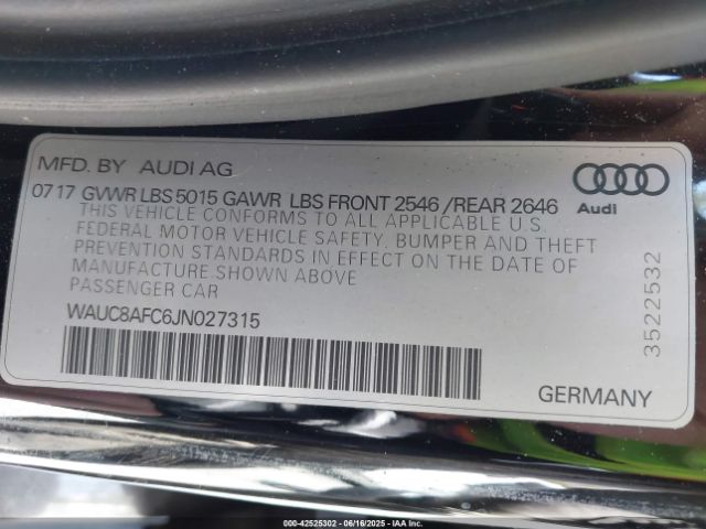 WAUC8AFC6JN027315 Audi A6