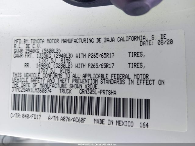 2020 TOYOTA TACOMA 3TMCZ5AN1LM360874 Photo 8