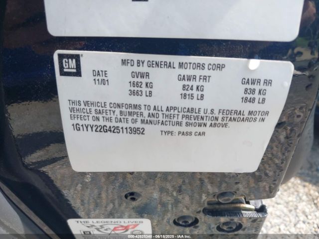 2002 CHEVROLET CORVETTE 1G1YY22G425113952 Photo 8