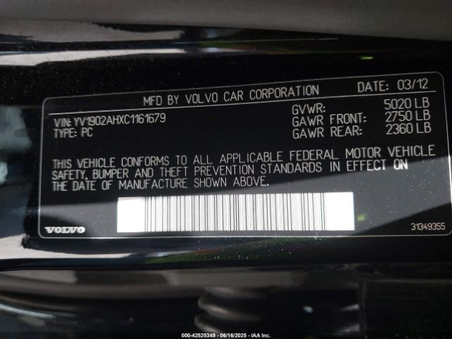 2012 VOLVO S80 YV1902AHXC1161679 Photo 8