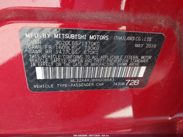 2017 MITSUBISHI MIRAGE ML32A4HJ8HH008583 Photo 8