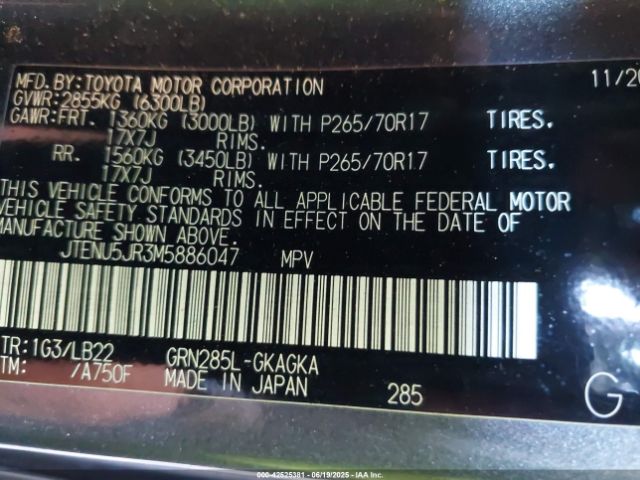 2021 TOYOTA 4RUNNER JTENU5JR3M5886047 Photo 8