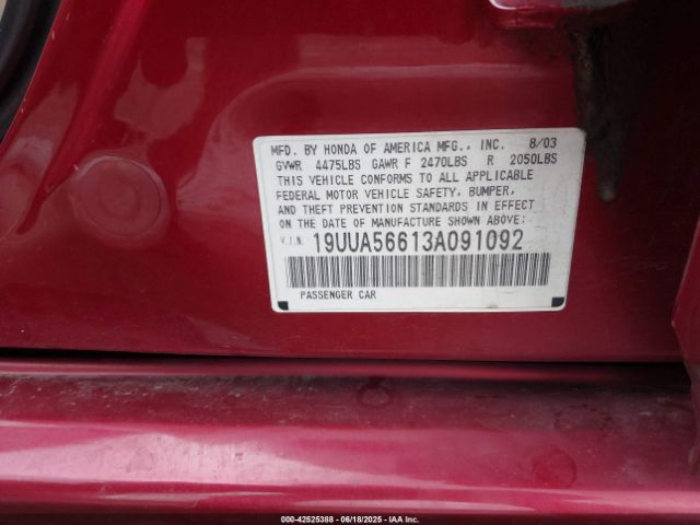 2003 ACURA TL 19UUA56613A091092 Photo 8