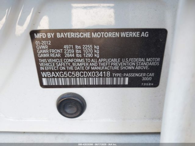 2012 BMW 528I WBAXG5C58CDX03418 Photo 8