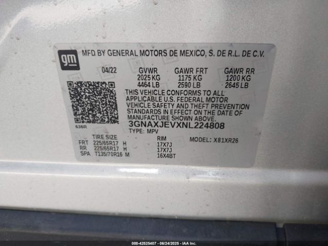2022 CHEVROLET EQUINOX 3GNAXJEVXNL224808 Photo 8