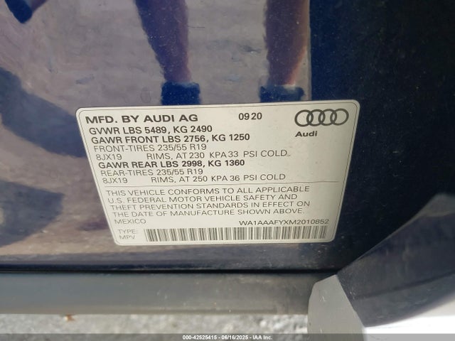 WA1AAAFYXM2010852 Audi Q5