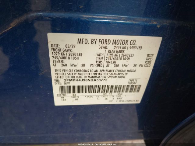 2022 FORD EDGE 2FMPK4J98NBA58775 Photo 8
