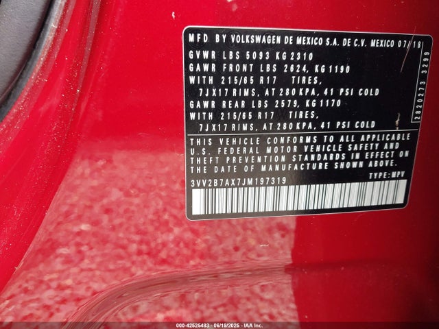 Volkswagen 2018 2018 3VV2B7AX7JM197319 Image 9