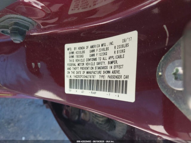 1HGCR2F30HA276797 Honda k24w1