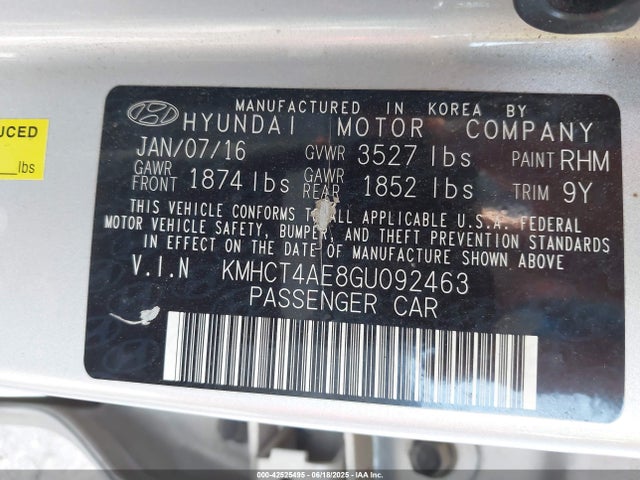 KMHCT4AE8GU092463 Hyundai dohc gdi gamma
