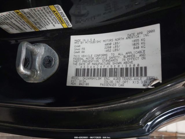2009 MITSUBISHI ECLIPSE 4A3AK24FX9E013800 Photo 8