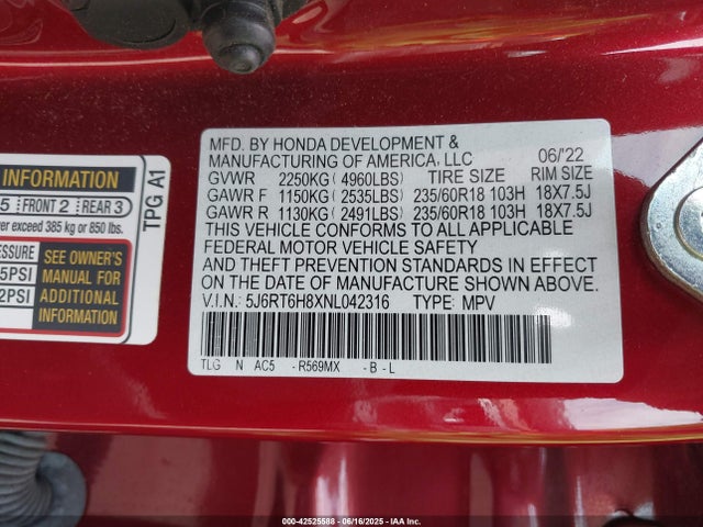 5J6RT6H8XNL042316 Honda lfb2